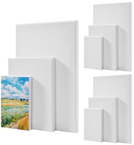 9 StückLeinwand Set, Leinwand zum Bemalen, Mini Leinwand, Keilrahmen für Bastler Künstler, geeignet Aquarell-, Öl- und Gouachemalerei（30x20cm,20x15cm,15x10cm）