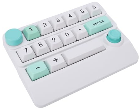 Tosuny Teclado Numérico Mecánico Inalámbrico, Teclado Programable Macro con Cable 2.4G/Bluetooth/USB C con Perilla, Retroiluminación RGB, Tecla Completa Intercambiable en Caliente, (Blanco Verde)