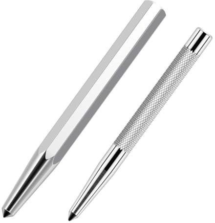 LatoYard Körner für Kohlenstoffstahl, 2er-Pack mit konischer Kegelspitze und rutschfestem gerändeltem Griff, 110-120 mm Länge für präzise Bohrpositionierung Handwerkzeuge