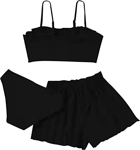 Generico 2026 Costume Ragazza 12 Anni Costumi da Bagno 8-15 Anni Ragazza 3 Pezzi Bikini Tuta Camisole Top con Coprire Pantaloncini Spiaggia Bambini Nuoto Costume Gonna StampataSurf