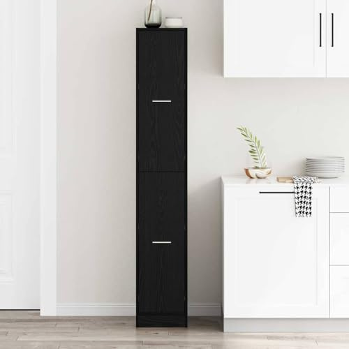Fecpoo Armario farmacéutico de 30 x 41 x 174,5 cm con aspecto de roble negro de madera con espacio de almacenamiento y cajón para el hogar y la oficina