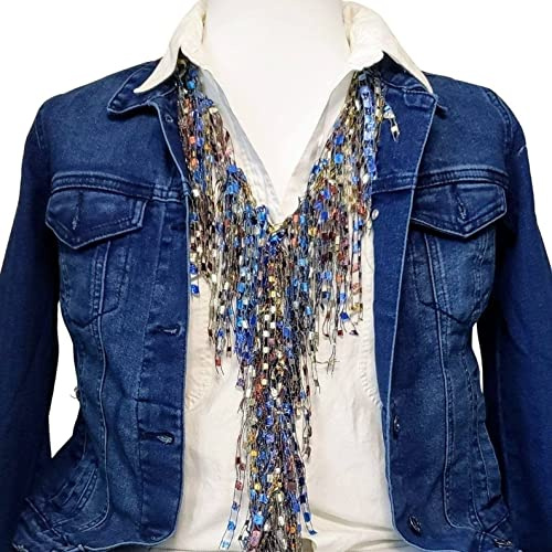 Scarf Necklaces for Women - Denim Boho Scarf - Fringe Denim Necklace - Scarfs for Women Lightweight - Women's Scarves for Jean Jacket or Blue Jeans - Mother's Day Scarfs Gift for Mom