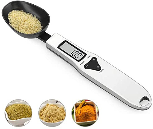 3T6B Kitchen Digital Measuring Spoon Food Scale Digital Multi-Function Small Digital Spoon Scale, Weight from 0.1 Grams to 500 Grams Support Unit g/oz/gn/ct (with 2 AAA Batteries)-LCD Display