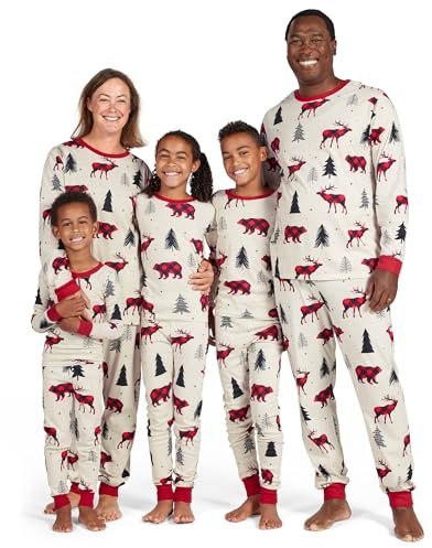 The Children's Place Conjunto de Pijama navideño Festivo a Juego, algodón Juego de Pijama para niños Unisex, Oso, Alce, M