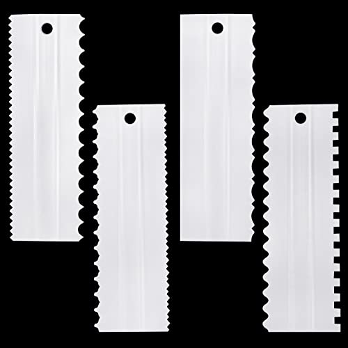 milaosk 4 Stück Kuchenschaber, Buttercreme Glätter Tortenschaber Fondant Buttercreme Tortenkamm Spatel für Die Randform der Kuchencreme zu Dekorieren DIY