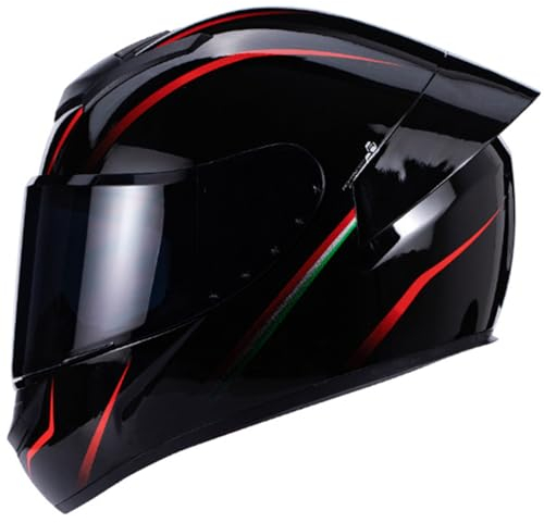 Integraler Motorradhelm mit Sonnenblende für Herren und Damen, Motorrad-Sporthelm für Motorrad, Moped, Straßenrad, Rennsport, Moto, ECE/DOT-geprüft,B,L