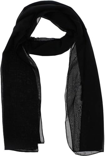 World of Shawls Chiffon Scarves Wraps for Wedding Party Special Occasions Women Plain Neck Scarf Soft Headwrap Girls Headscarf Sheer Wrap (Black)