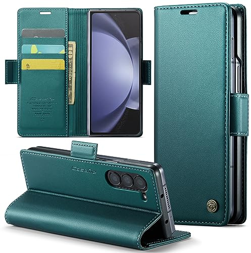 Phernykas for Samsung Galaxy Z Fold 5 Wallet Case with Card Holder, Kickstand RFID Blocking Magnetic Closure Shockproof Protective PU Leather Case for Samsung Z Fold 5 Flip Case Wallet - Green