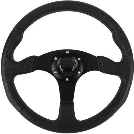 Volante Sportivo per Auto, Volante Universale 14 Pollici Telaio in Alluminio in Pelle PU Universale Adatto per Adattatore a 6 Fori (BLACK