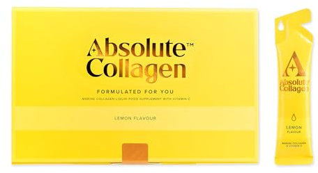 Absolute Collagen Marine Liquid Collagen Supplement for Women | New Lemon Flavour, Supports Hair, Nail & Skin Health, 8000mg of Hydrolysed Collagen per Sachet, Vitamin C | 14 Sachets