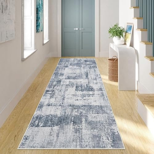 65x180cm Hallway Runner Rug Non-Slip Washable Carpet Runners Area Rug(Blue) | Entrance Carpet Kitchen Hall Runner Long Hallway, Door Floor Mat for Living Room/Entryway/Bathroom/Laundry Room Carpet Rug