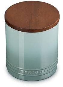 Le Creuset Signature Salt Cellar and Storage Canister with Wood Lid, 1.2 qt., Sea Salt
