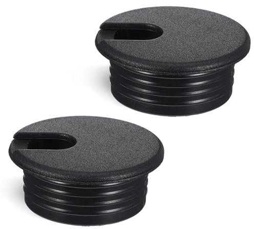 Pasacables para escritorio, color negro, 38 mm, cubierta de orificio para cables, de plástico, para escritorio, color negro, para escritorio, 2 unidades