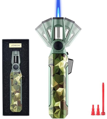 DOUBFIVSY Cannello da Cucina 100° Girevole Bruciatore a Gas Butano Regolabile con Blocco di Sicurezza, Fiamma Ossidrica Portatile per Creme Brulee, Barbecue e Cottura(Butano Non Incluso) (Camuflaggio)