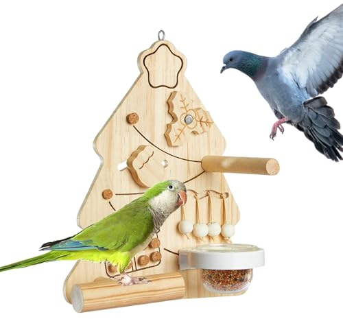 Fågelleksak Tuggbar Julgransformad Fågelleksak Tuggleksak | Interaktiv Anrikningsfågelpinne Trälekplats För Papegoja Bur Conure Fink Kanariefågel
