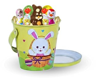 Assortiment de Chocolats de Pâques | Petit Seau garni d'un Assortiment de 20 chocolats Kinder, Oeufs et Moulages | Cadeau Gourmand