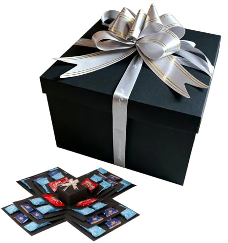 Caja de explosión de 5 capas DIY,Caja explosiva creativa de 5 capas para aperitivos, caj regalo sorpresa multiusos con cinta y cinta adhesiva para Navidad,Cumpleaños,Aniversario,San Valentín(Negro)
