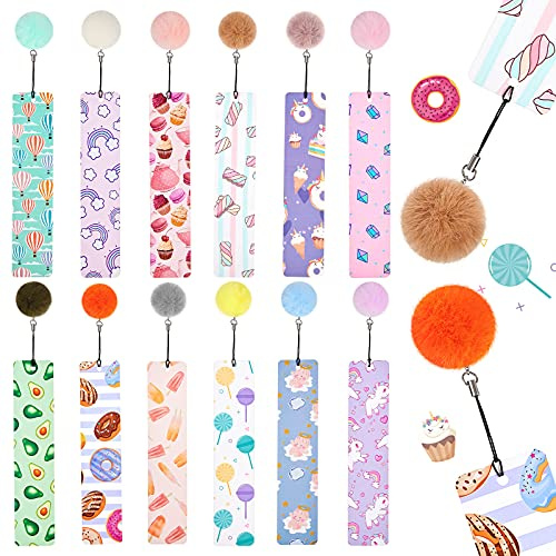 Outus 12 Pcs Kids Bookmarks, Bulk Bookmarks for Girls with Pendant, Kids Classroom Gifts for Girls, Women, Teens, with Rulers, Graduation Party Favors School Supplies Reading Gift End of Year Presents