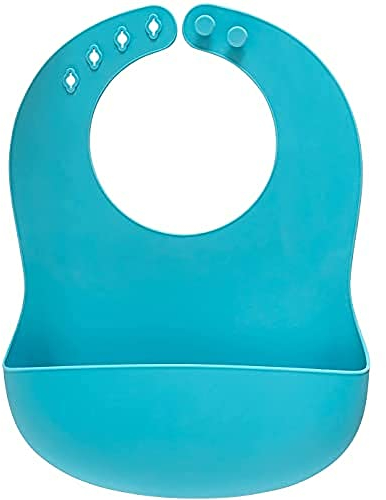 Reer Eat’n Tidy Silikon-Lätzchen, Baby Lätzchen mit Auffangschale, Spülmaschinen-geeignet, mitwachsend, blau 25033