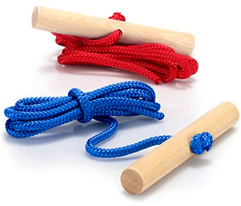 com-four® 2X Schlittenleine mit Holzgriff, Rodelzubehör Zugseil für Schlitten, Dreirad oder andere Kinderfahrzeuge, Premium Made in Germany!
