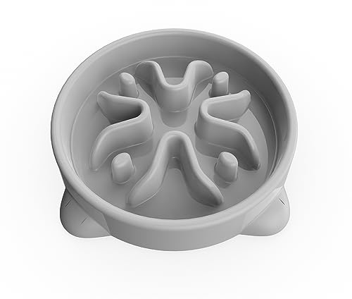 TOKAYIFE Antischlingnapf Hunde Klein, 16.3cm Anti Schling Napf Hundenapf Futternapf für Katzen und Kleine Hunde (S, Grau)