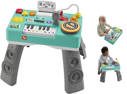 Fisher-Price aktivitetsbord för baby och småbarn, Laugh & Learn Mix & Learn DJ-bord, musikalisk leksak med ljus och ljud, GERMAN Version, HGX09