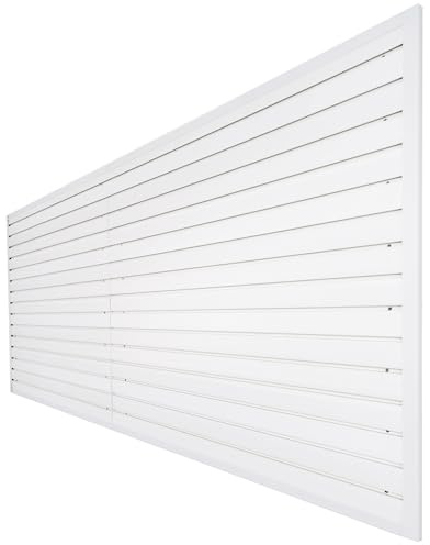Slatwall Panels 4'x8' Garage Slat Wall Storage Systems Garage Wall Organizer, Garage Tool Organizer Wall Mount Slat Board PVC Wall Panels Garage Storage Organization Product White