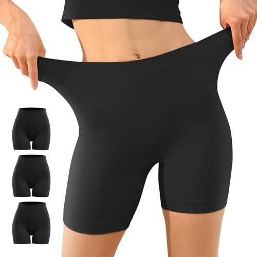YouShow Pantalones Cortos Mujer Debajo la Falda Pack de 3 Bragas Antirozaduras Algodón Shorts Deportivo Negro L