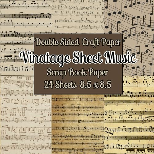 Vintage Sheet Music Scrapbook Paper | Double Sided For Scrapbooking Craft | 24 Printed Music Sheets with Vintage Look | Origami Paper | 8.5 x 8.5 ... Album Scrapbook Cards, or Decoration