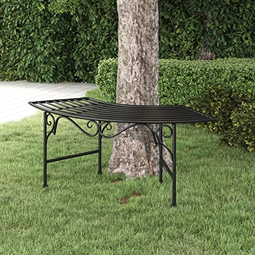 Rantry Banc d'arbre, banc de jardin, banc, banc de jardin, banc de jardin, banc de terrasse, meuble résistant aux intempéries, 113 cm, noir acier