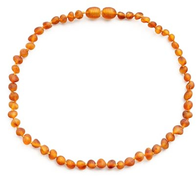 Baltic Proud Amber Necklace for Women and Men (Authentic, Certified) - 18 inches, Honey Raw (Unpolished) - Unisex Amber Jewelry for Adults - Bead Necklace