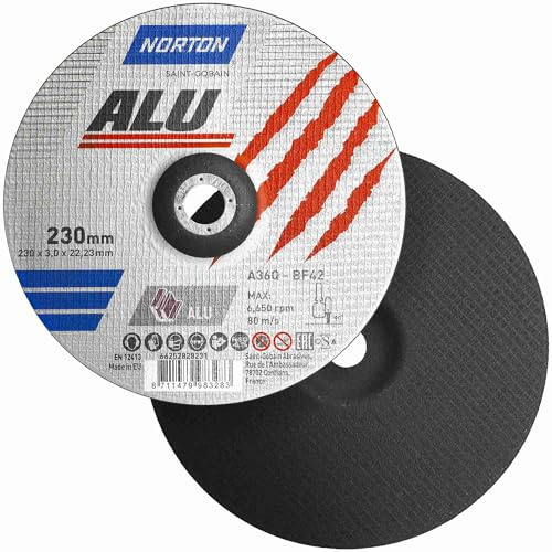 Norton Disque à tronçonner en aluminium A 36 Q ALU | Diamètre au choix : 230 x 3 x 22,23 mm - 1 pièce