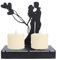 Plliocse Handcrafted Iron Sculpture Candlestick Ornament, Romantic Couple Statue, Metal Candle Holder for Tabletop Decoration