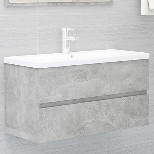 Sufrk Armario para Lavabo contrachapada Gris hormigón 90x38,5x45 cm Mueble BañO Auxiliar