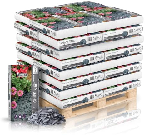 TRANS - PAL Wokas Decorative Gray Garden Chip Bark Mulch, 50L, for Flower Beds and Landscaping (2 bags - 100 litres)
