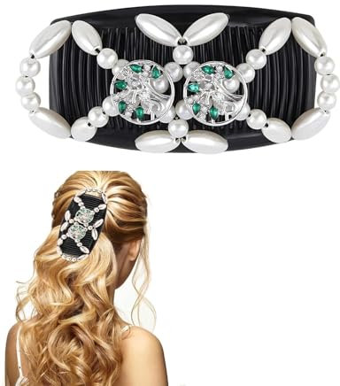 MOPZIJA Magic Hair Comb, Mágicas Pinza de Pelo Peine, Peinetas Elásticas de Pelo, Pinza Doble para Peineta, Magic Pinza para Peine de Perlas para Cabello Largo Corto y Rizado，peinetas para el pelo