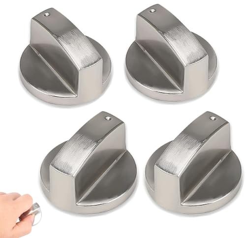 4 Pcs Perillas de Control 6mm,Botones de Cocina de Gas Mandos Cocina Gas Perillas de Estufa de Gas Perillas de Cocina para Mayoría las Horno,Cocina,Estufa de Gas,Plata