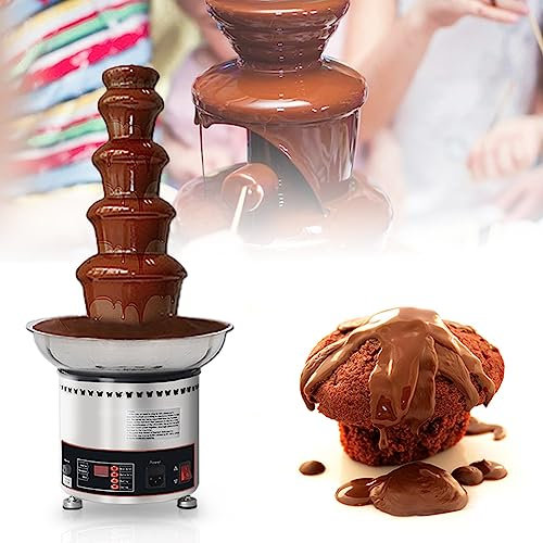 KLYDBMYT Fontana di Cioccolato Commerciale, Macchina per fonduta di Cioccolato a Cascata di Grande capacità a 4/5/6/7 Livelli, Regolabile da 30℃ a 110℃, per Buffet di Nozze e Feste (4)