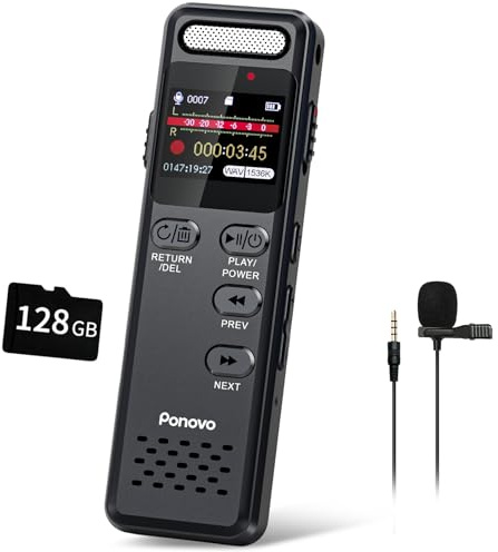 160GB Digital Voice Recorder with Playback, 1100mAh Audio Recording Device for Lecture Interviews, 1536Kbps Voice Activated Recorder with Noise Reduction, Password, External Microphone