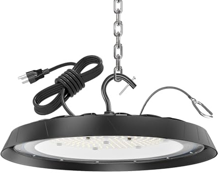 Jefedana UFO LED High Bay Light 200W - 6500K IP66 Waterproof Super Bright High Bay Lights - AC100-277V with 5FT US Plug & Hanging Hook for Warehouse Workshop Garage