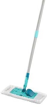 Leifheit SUPERDUSTER Floor, balai mop lavable avec housse anti-poussière intégrale pour sols durs et plinthes, balai plat en microfibre pour nettoyage à sec, laver au lieu de jeter