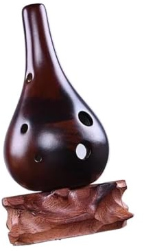 Ocarina - Flauta de cerámica negra con 6 agujeros, estilo ocarina en C, para principiantes, color marrón