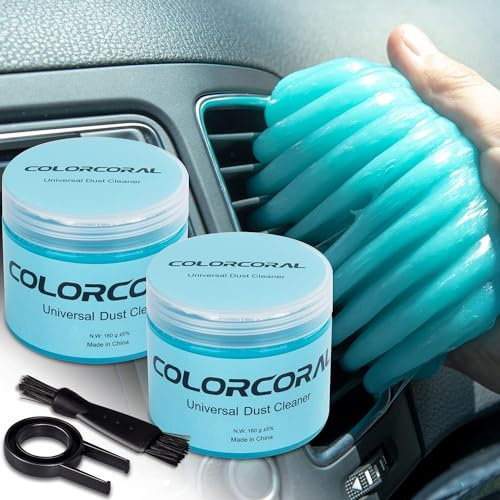 ColorCoral Lot de 2 gels de nettoyage universels pour voiture, pour grille d'aération de voiture, clavier, kit de nettoyage Slime, accessoires de voiture, cadeaux pour adultes, hommes, femmes, enfants