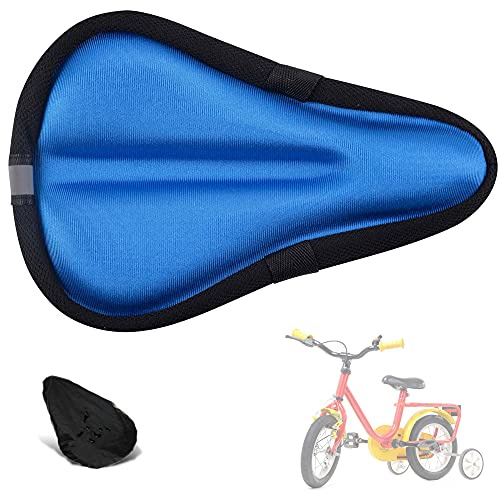 Liyamobu Kids Gel Bike Seat Cushion Cover for Boys & Girls, 9x6 Breathable & Extra Soft Memory Foam Children Bicycle Saddle Pad with Water&Dust Resistant Cover