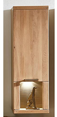 Lomadox Hängevitrine inkl. LED-Beleuchtung Wildeiche Bianco Massivholz Fronten, B/H/T ca. 40/123/37 cm