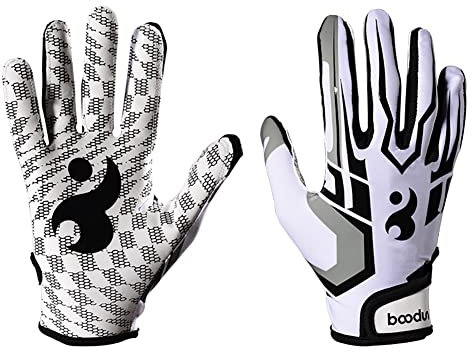 HOMU American Football Handschuhe, Empfängerhandschuhe, atmungsaktiver und Rutschfester Silikon-Griffhandschuh mit verstellbarem Armband für Jugendliche, Kinder
