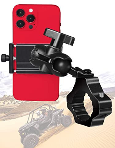 ZIDIYORUO UTV Phone Holder, SXS Phone Holder Mount on 1.75-2 Roll Cage Bar, Fits 4.7-7.8 Smart Devices. Stable and Strong Design for UTV ATV and SXS. Free View of Portrait and Landscape