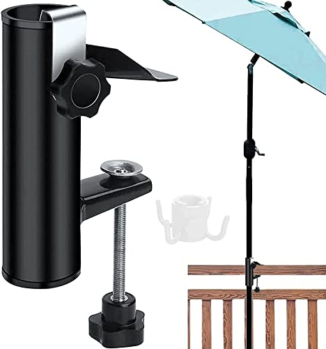 Anyingkai Abrazadera para Sombrilla,Soporte Sombrilla para Barandilla,Soporte de Sombrilla para Balcones,Abrazadera para Sombrilla De Playa,Soporte Parasol Balcon (Negro)