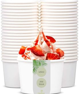 DeinPack 200 Eisbecher 120 ml | Universal Karton weiß unbedruckt rund