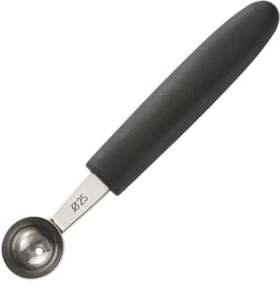 QOKLIYUI Paletta per scavino Melone Multifunzionale per Vari Frutti Paletta per Frutta scavino Melone in Acciaio Inossidabile Robusta e Durevole, Rotondo da 25 mm